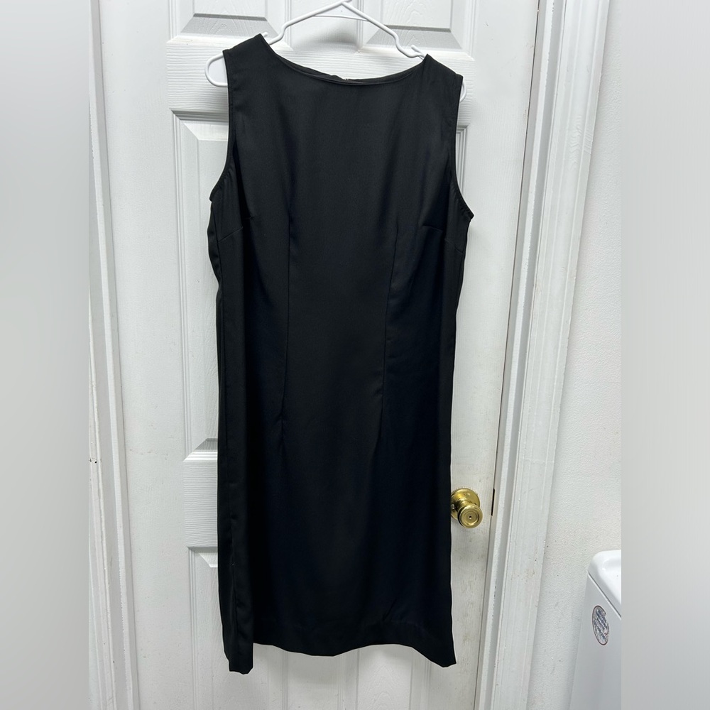 Megan Lee vintage stretch wrap desk solid black sleeveless sz 16 W formal casual